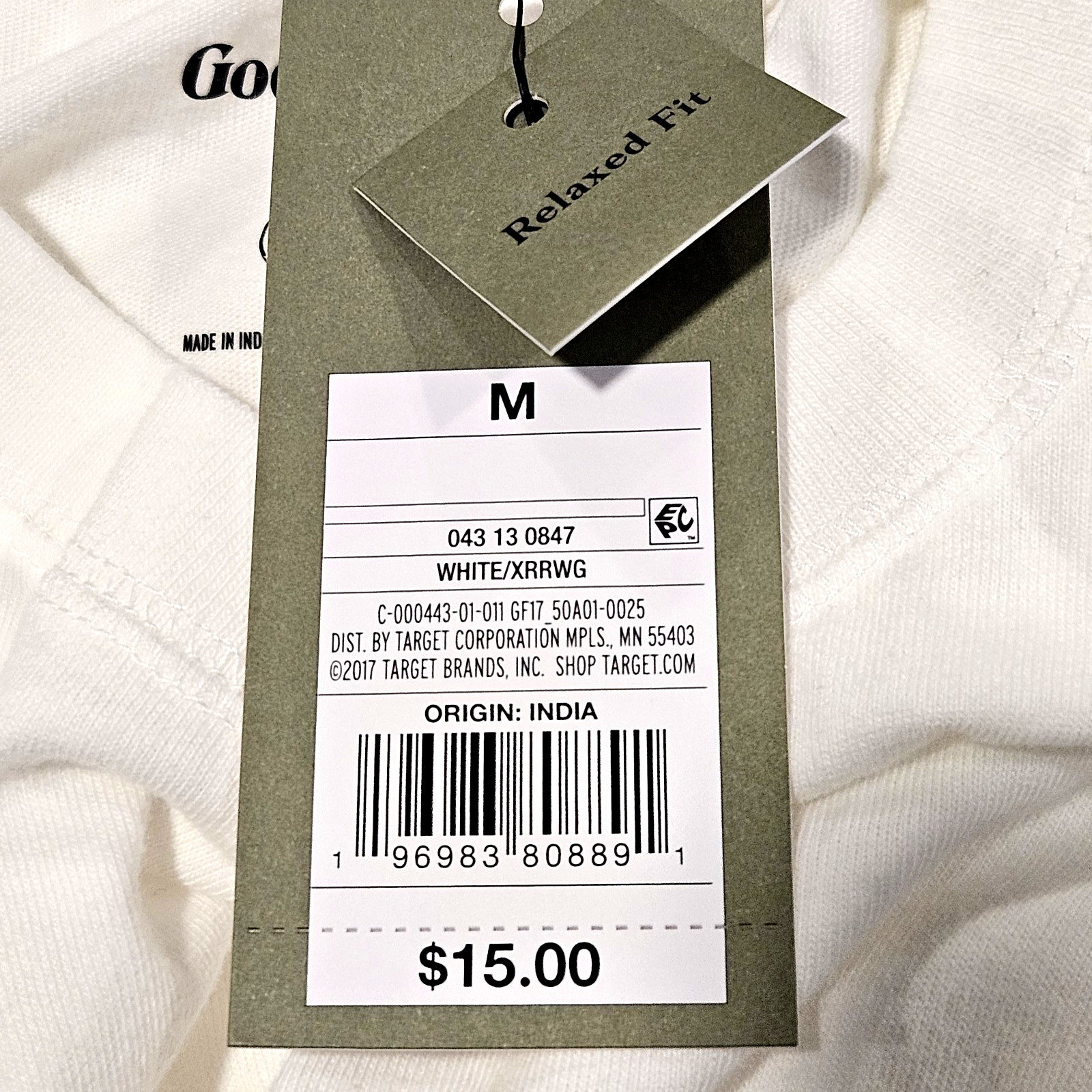 NWT Goodfellow & Co Men’s Size M White Relaxed Fit T-shirt Chest Pocket