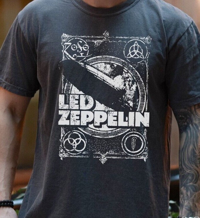 Led Zeppelin 1969 Debut Album T-Shirt on Vintage Black Comfort Colors 1717 Tee