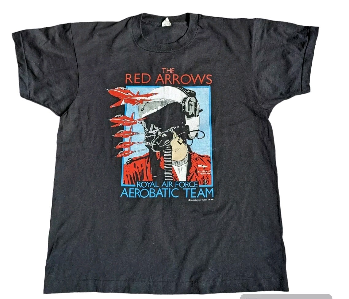 1991 Red Arrows RAF Aerobatic Team 1991 Black Screen Stars Single Stitch Large