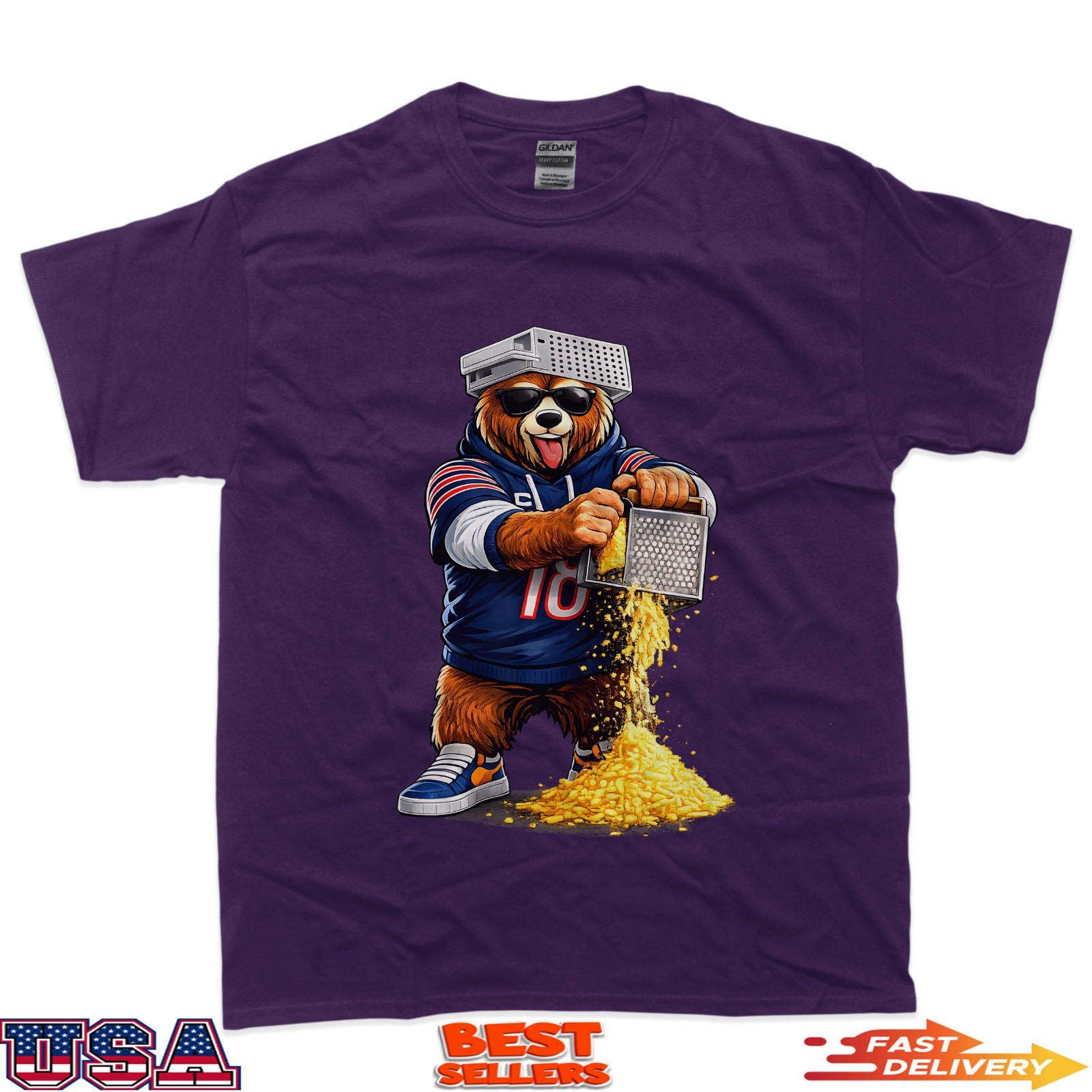 Bear With Cheese Grater Hat And Sunglasses T-Shirt