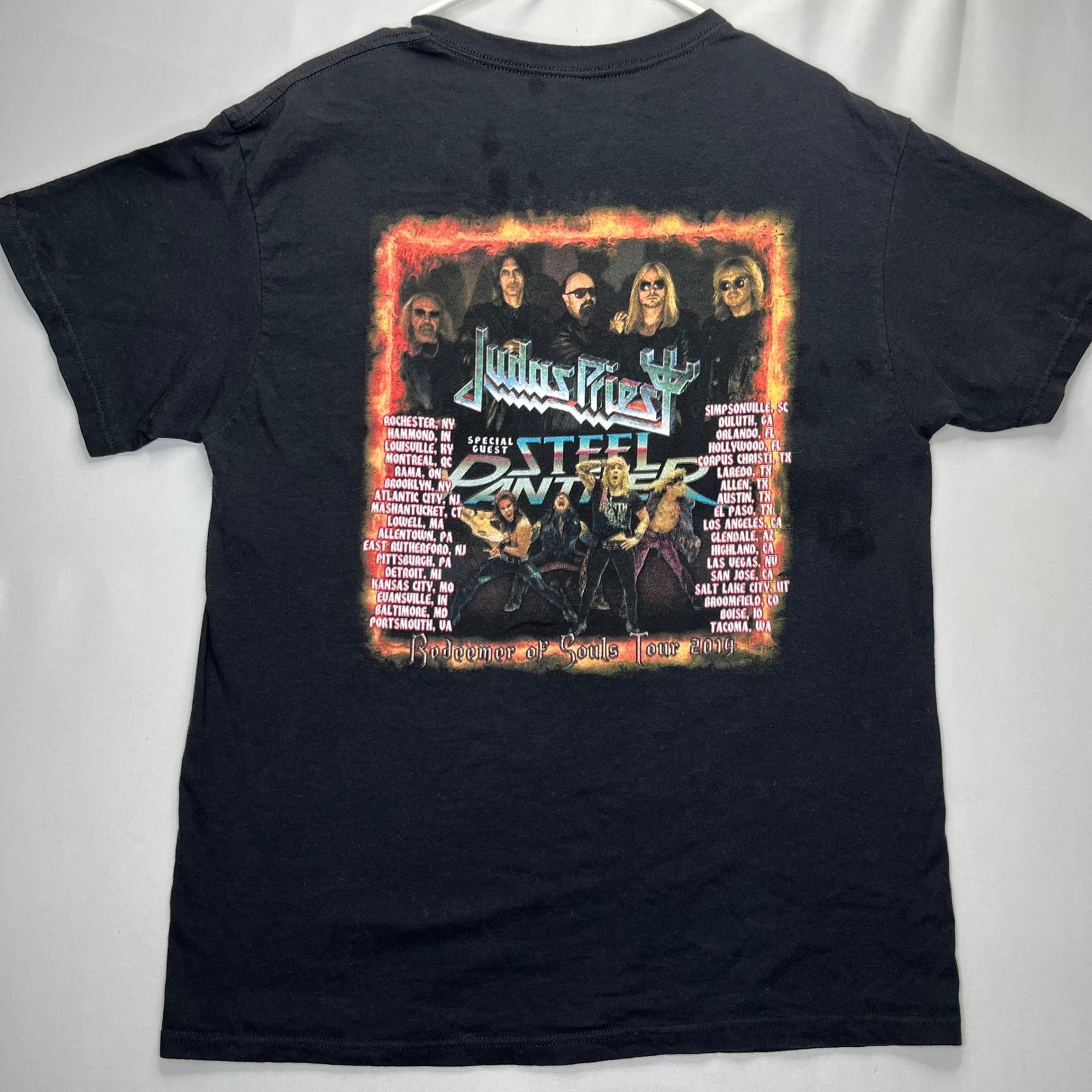 Judas Priest T Shirt Redeemer of Souls Tour 2014 Mens L Black Cotton Emo Grunge
