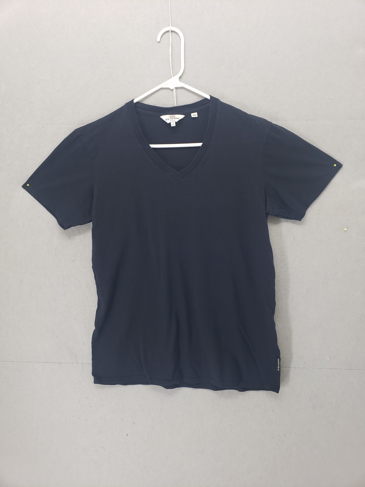 Ben Sherman Shirt Men Medium Black Cotton V Neck Short Sleeve Casual Classic T