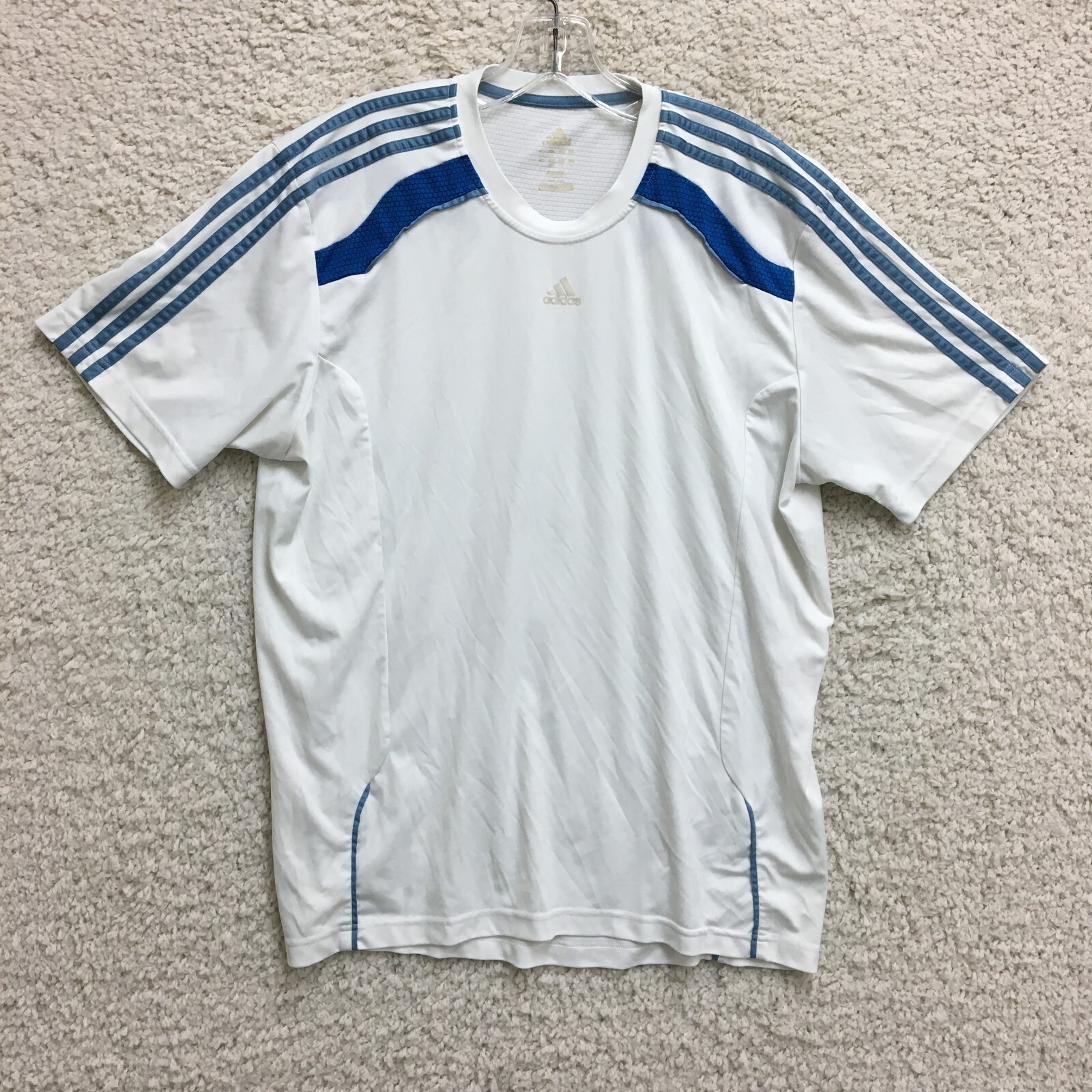 Adidas Shirt Large Adult White Climalite Short Sleeve Athletic Casual Tee Mens L