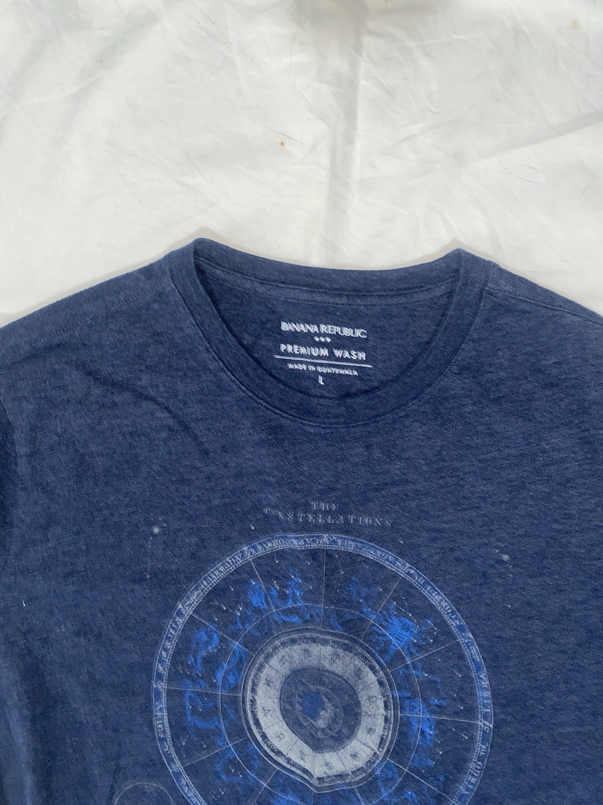 Banana Republic Navy Blue Celestial Graphic Print Tee Sz L