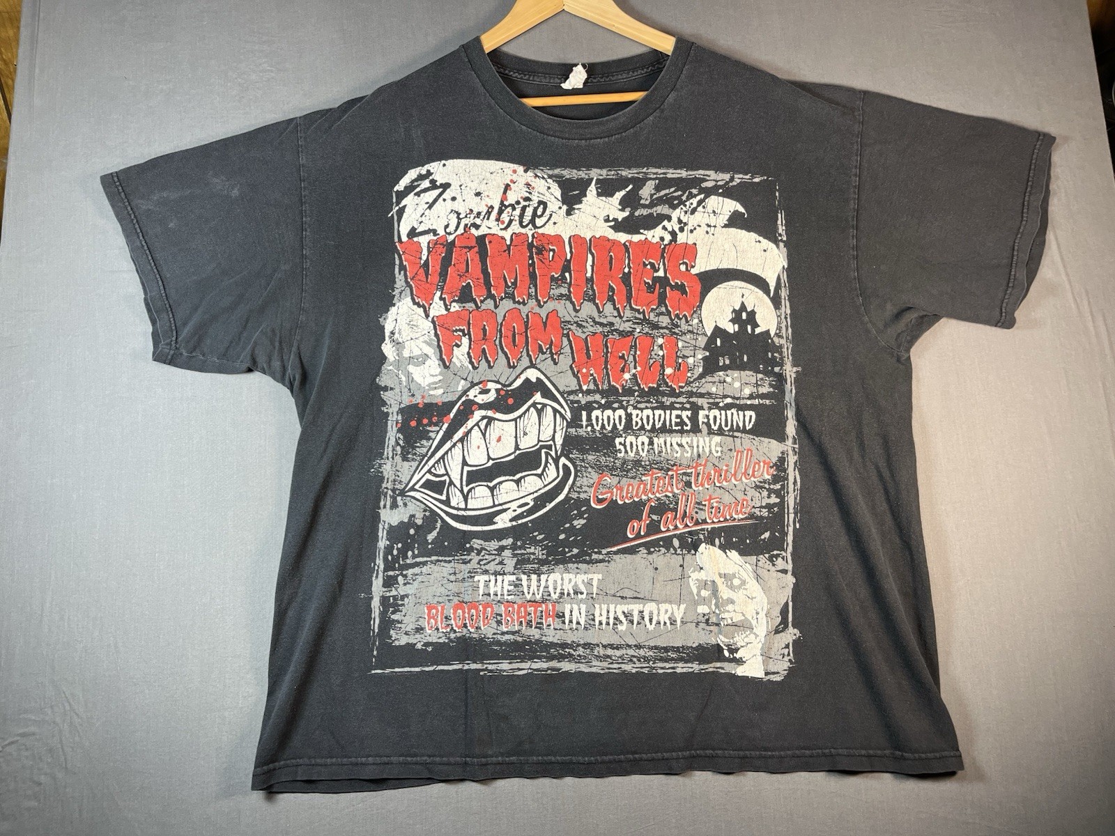 VTG “Zombie Vampires From Hell” T Shirt Movie Promo Tee Black Horror Goth -XXL