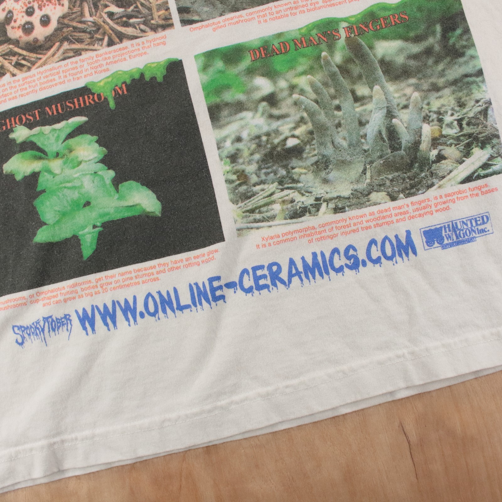 ONLINE CERAMICS Spookiest Fung mushrooms t-shirt SMALL haunted wagon