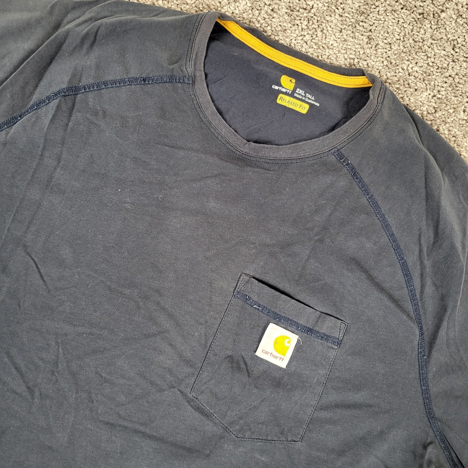 Carhartt Pocket Tee Mens 2XL Tall Blue Force Relaxed Fit Cotton Blend Flaw