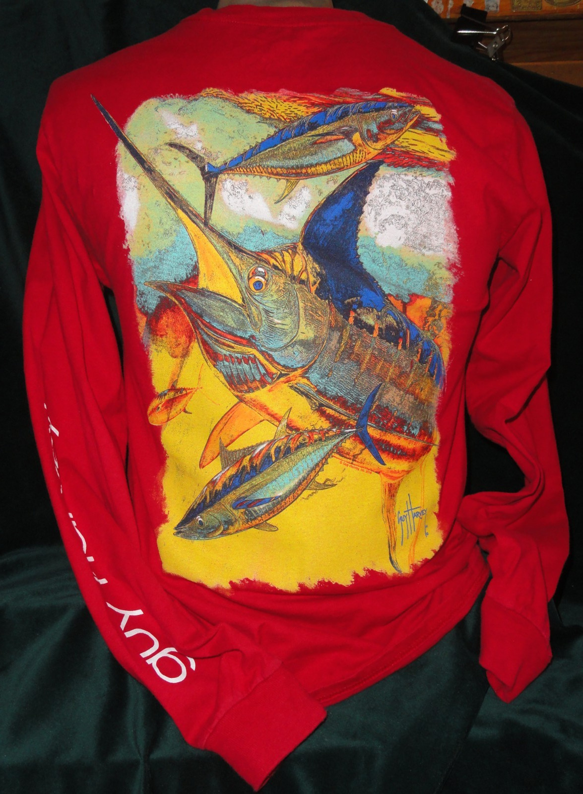 GUY HARVEY Awesome RED Long Sleeve Tee Shirt Small – SAILFISH & More – LOOK