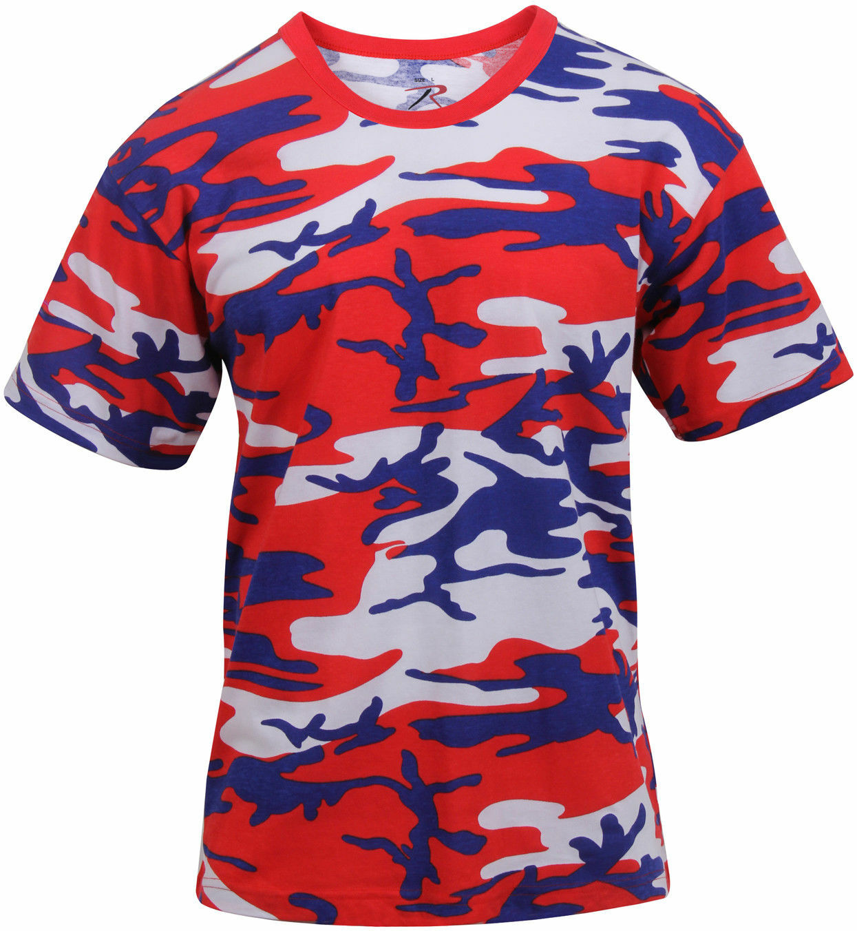Mens Red White Blue Camo T-Shirt Camouflage Military Tee Patriotic USA American