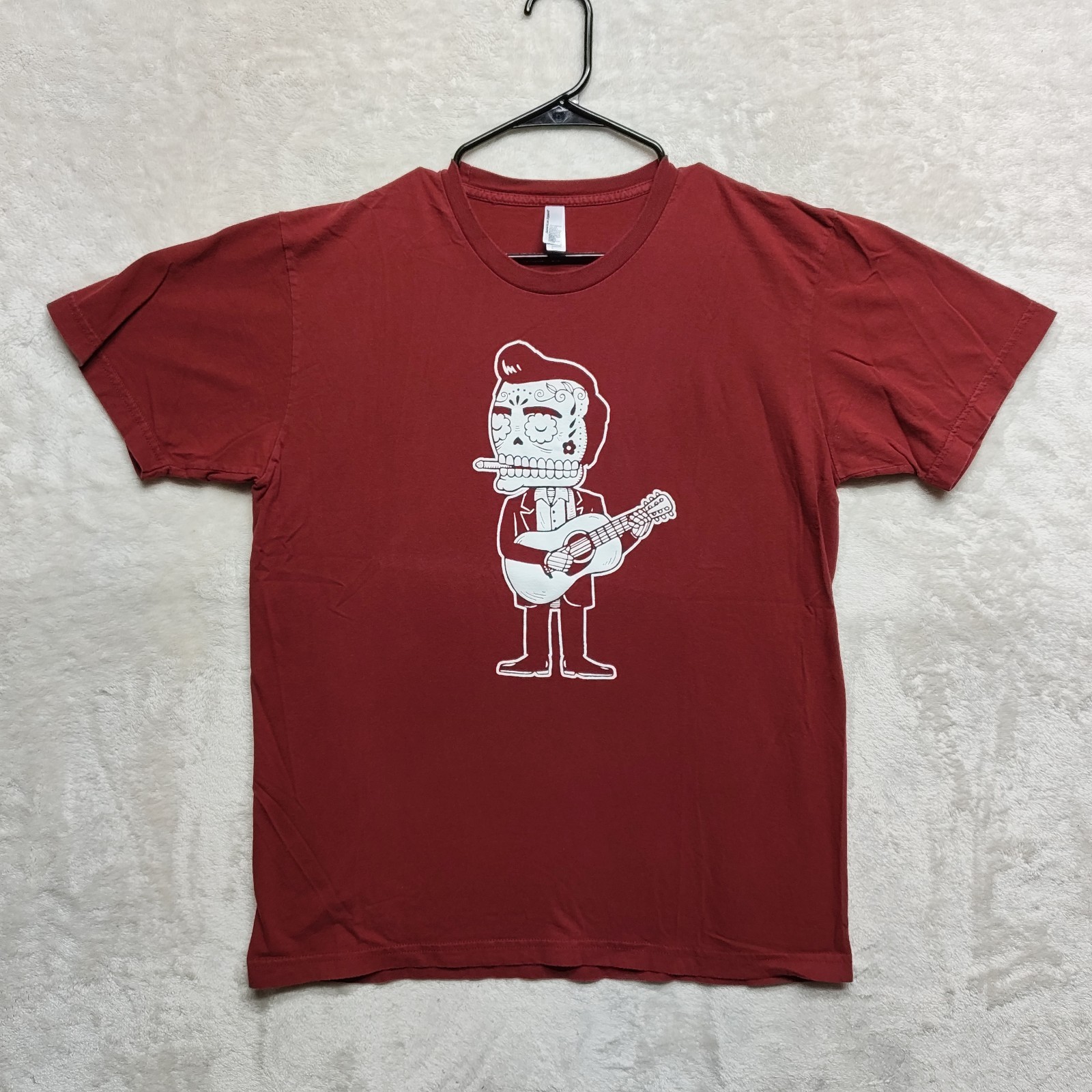 Johnny Cash Dia De Los Muertos T-Shirt Large American Apparel Rare Red Skeleton
