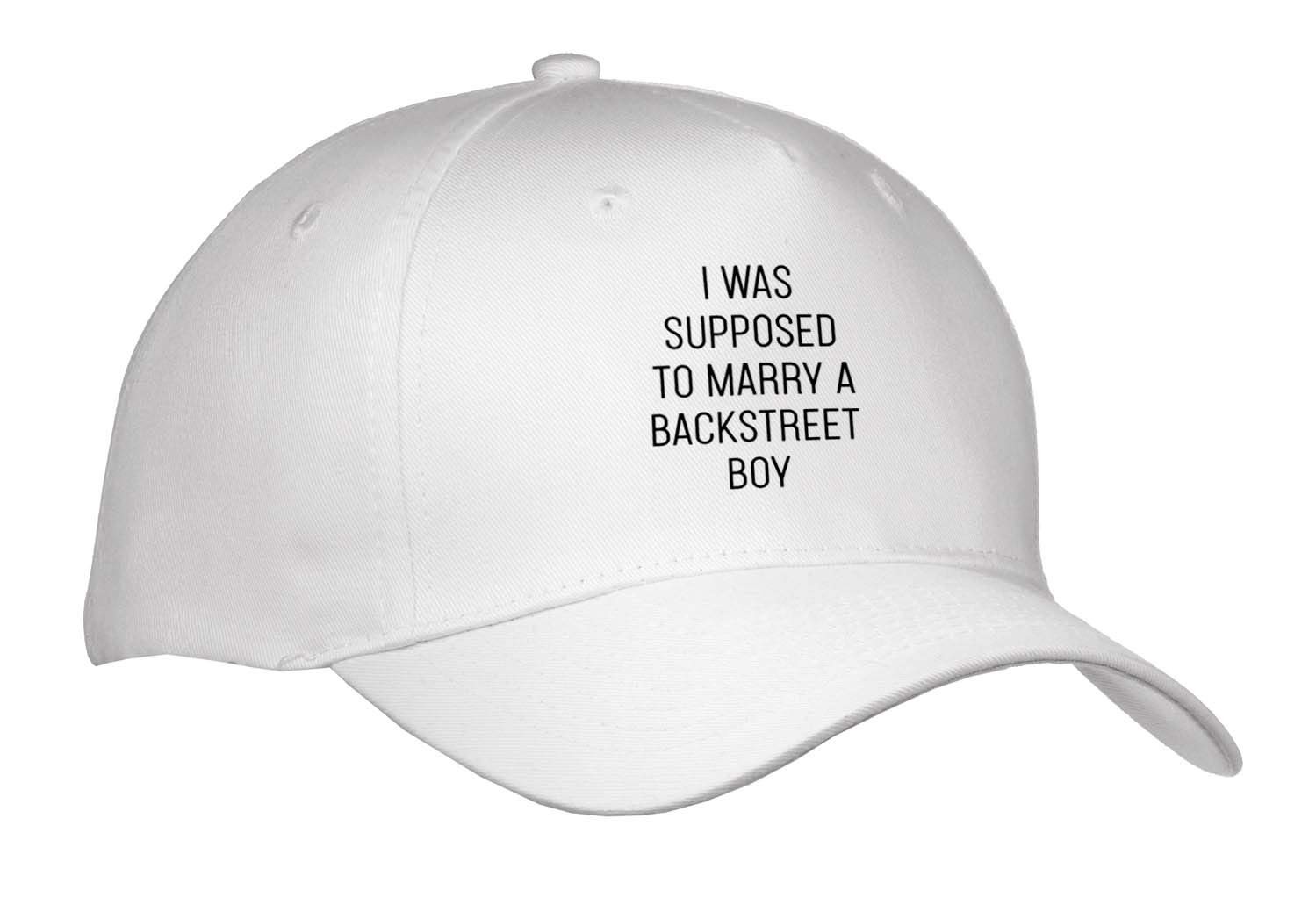 3dRose “I Was Supposed to Marry a Backstreet Boy” Adult Baseball Cap White