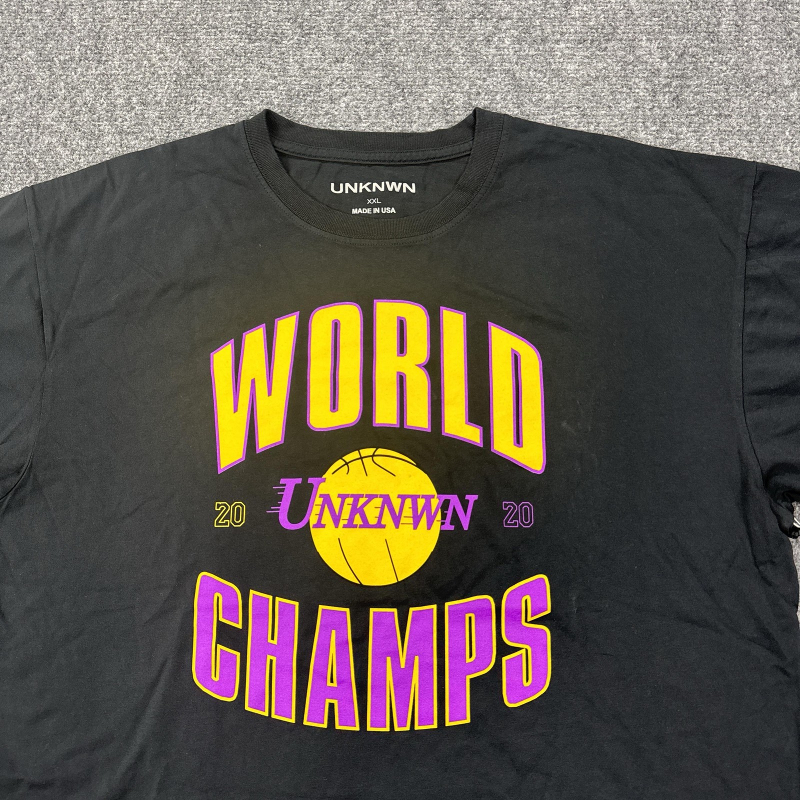 UNKNWN Shirt Mens 2XL Black World Champs 2020 Basketball Graphic Tee Tagless
