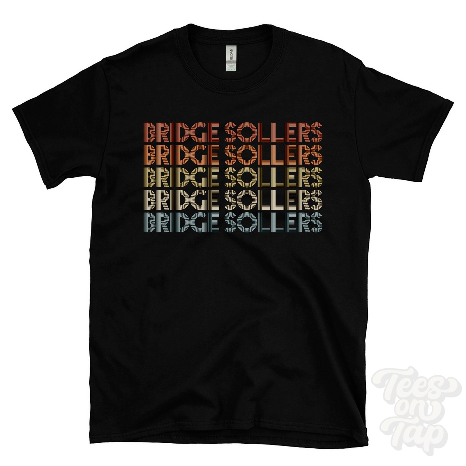 BRIDGE SOLLERS REPEATED RETRO STYLE T-SHIRT mens & womens uk place name gift