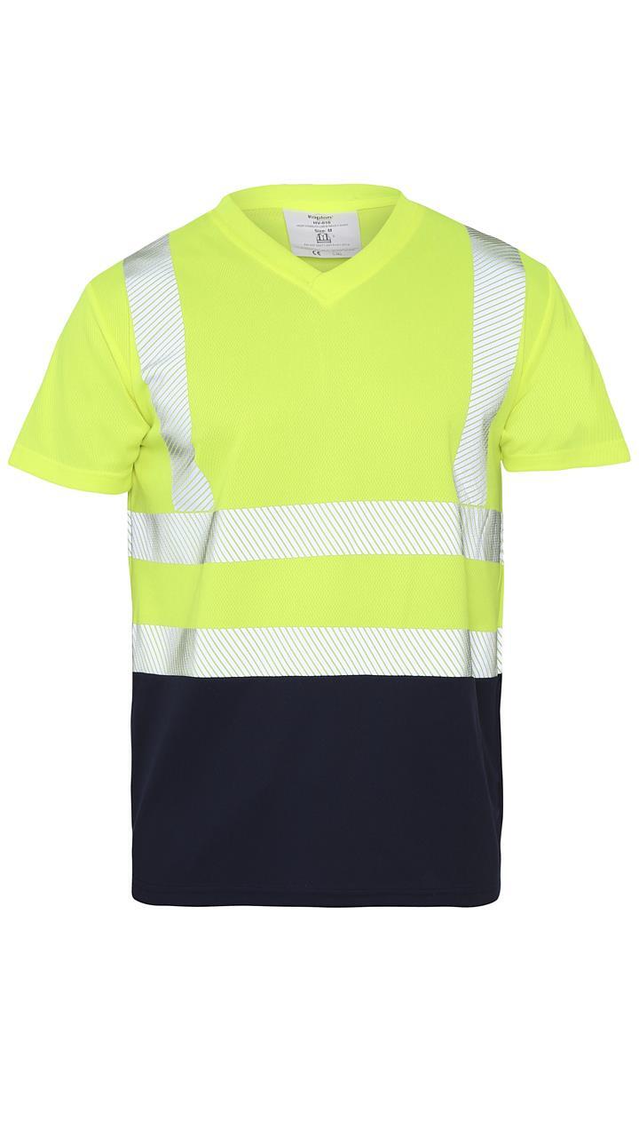 New Mens Hi Vis Viz Visibility Short Sleeve Safety Work Crew Neck Hi Viz T-Shirt