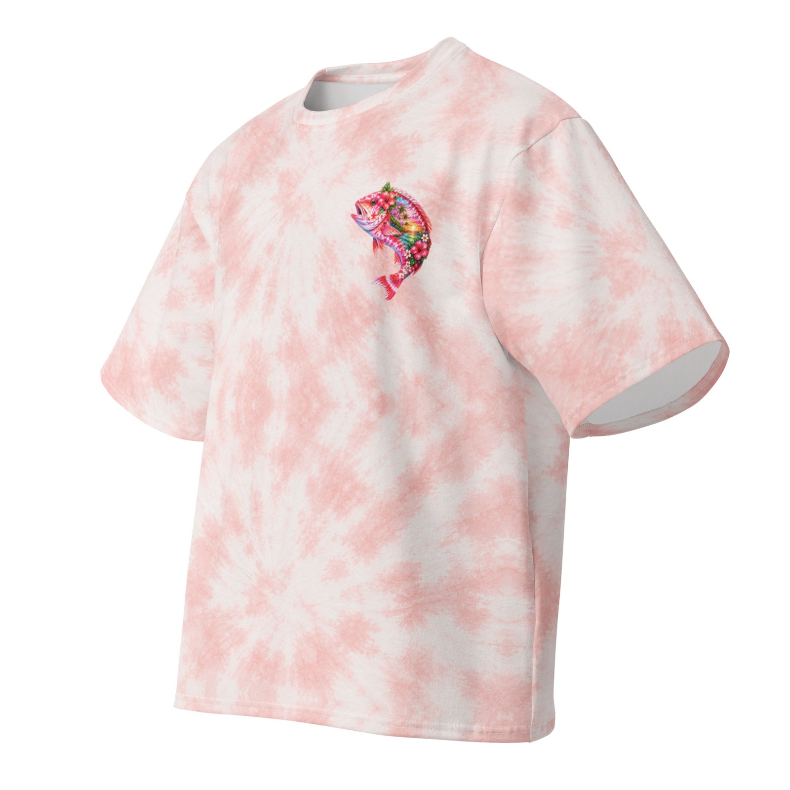 Red Snapper floral colorful fishing Oversized cotton t-shirt