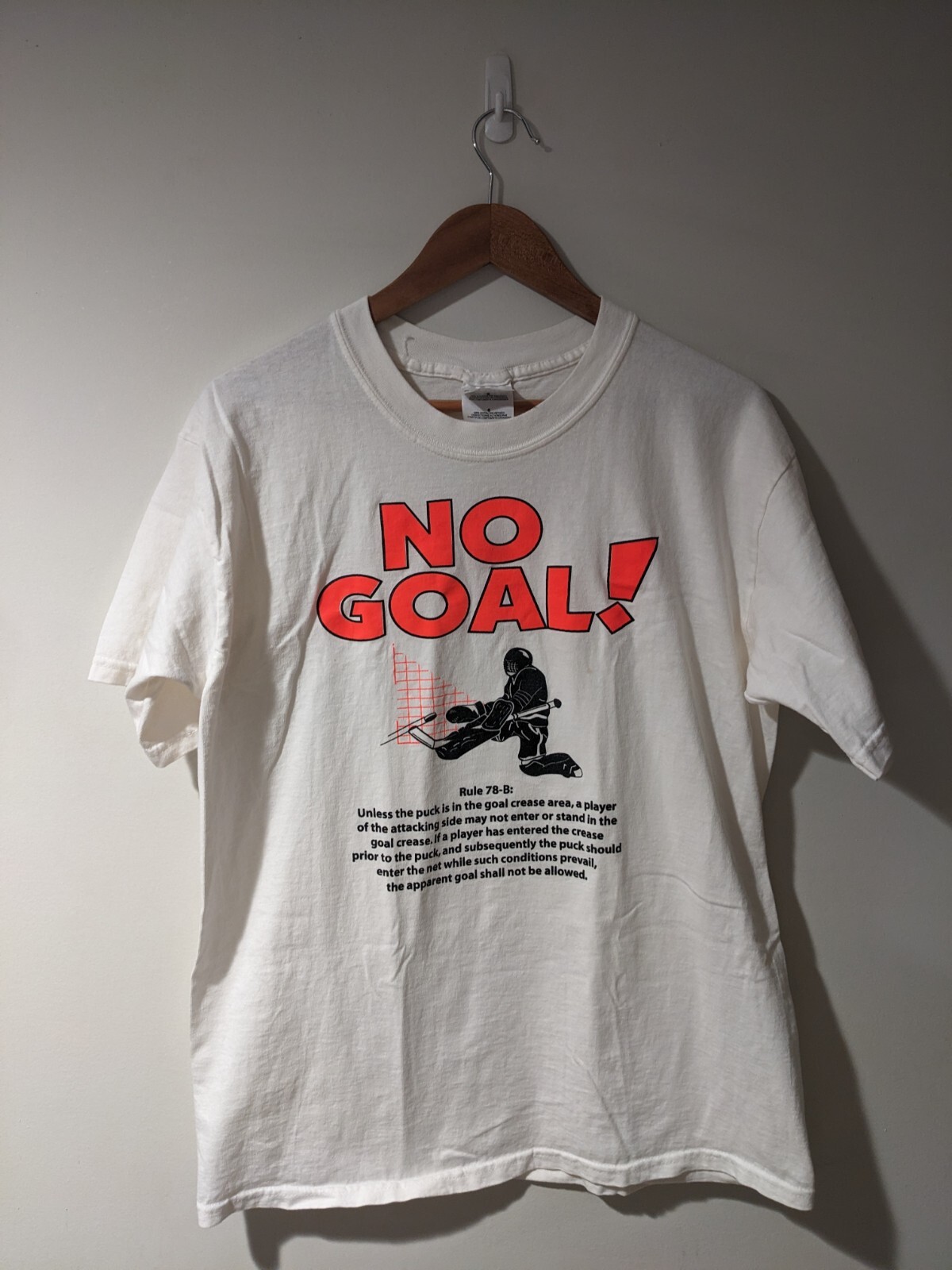 Vintage 90s No Goal Humor Funny Hockey NHL Sports White Large T-Shirt