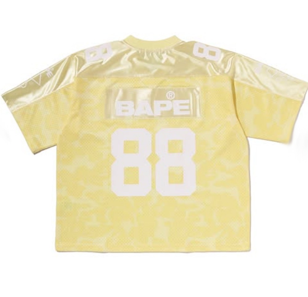 A BATHING APE Men’s SOLID CAMO MULTI LOGO RELAXED FIT FOOTBALL JERSEY TEE rz