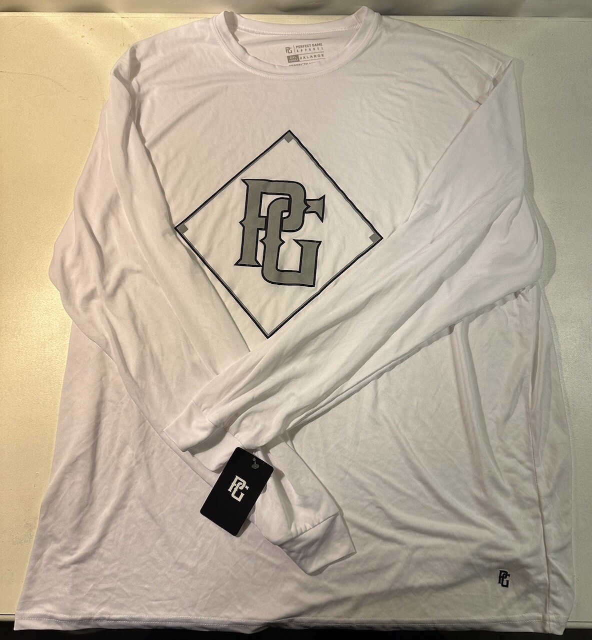 Men’s Sz XXL Perfect Game Baseball White Long Sleeve Shirt