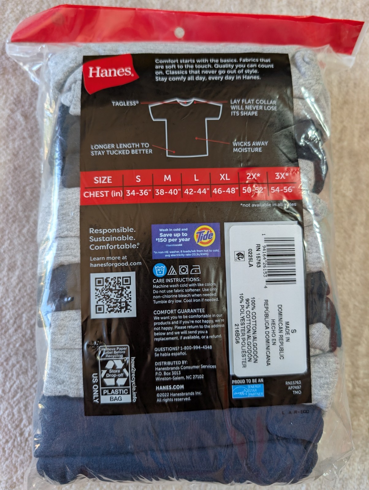 Hanes T-Shirt 6-Pack Men’s ComfortSoft TAGLESS Crewneck Short Sleeve Tee Value