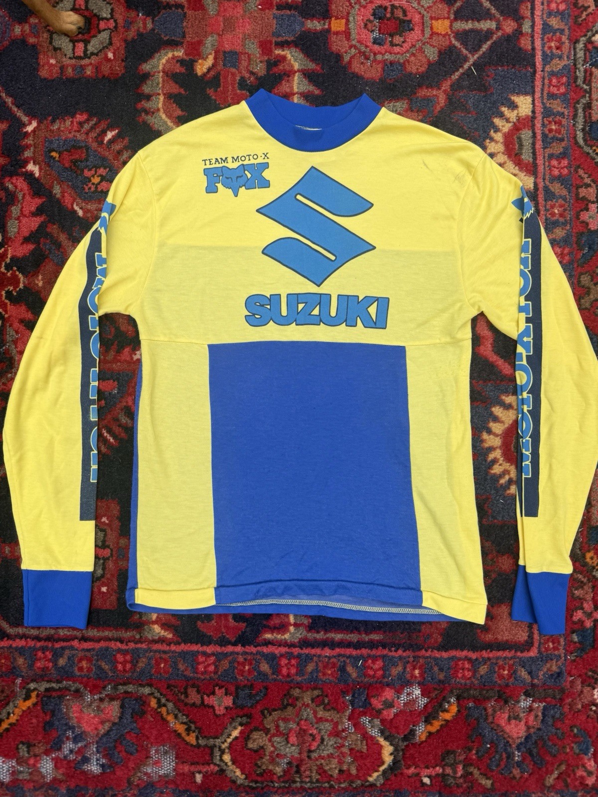 Vintage Fox Racing Suzuki Moto X Jersey Shirt Long Sleeve Motocross USA