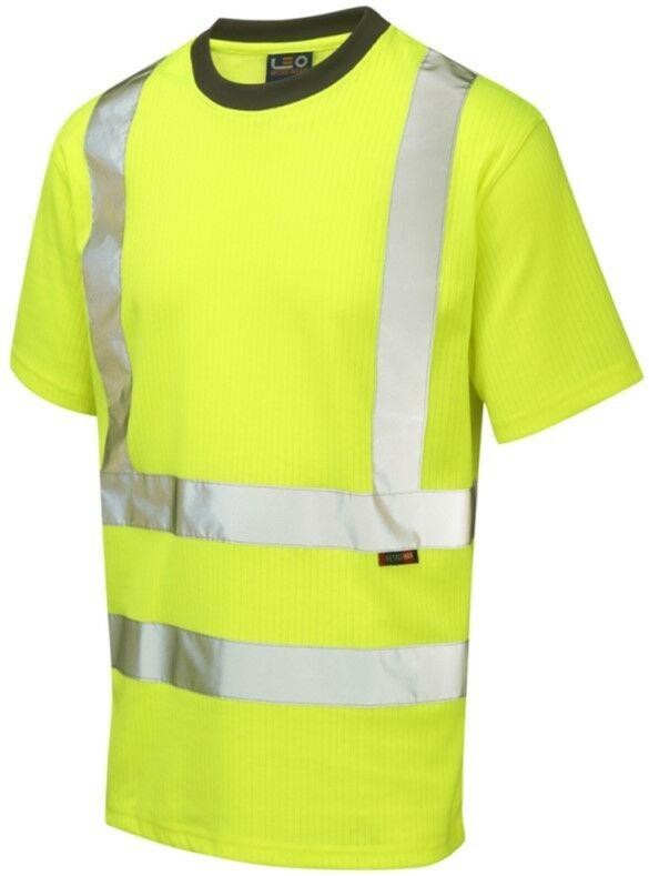 Leo Newport Recycled Sustainable High Visibility Yellow T-shirt