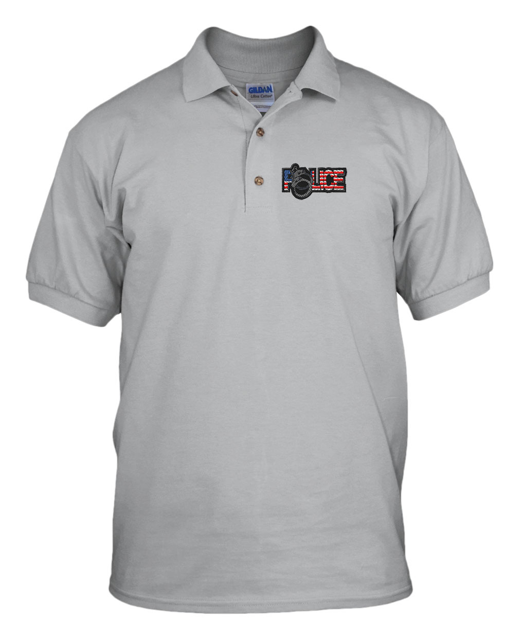 POLICE LOGO Embroidery Embroidered Unisex Adult Golf Polo Shirt