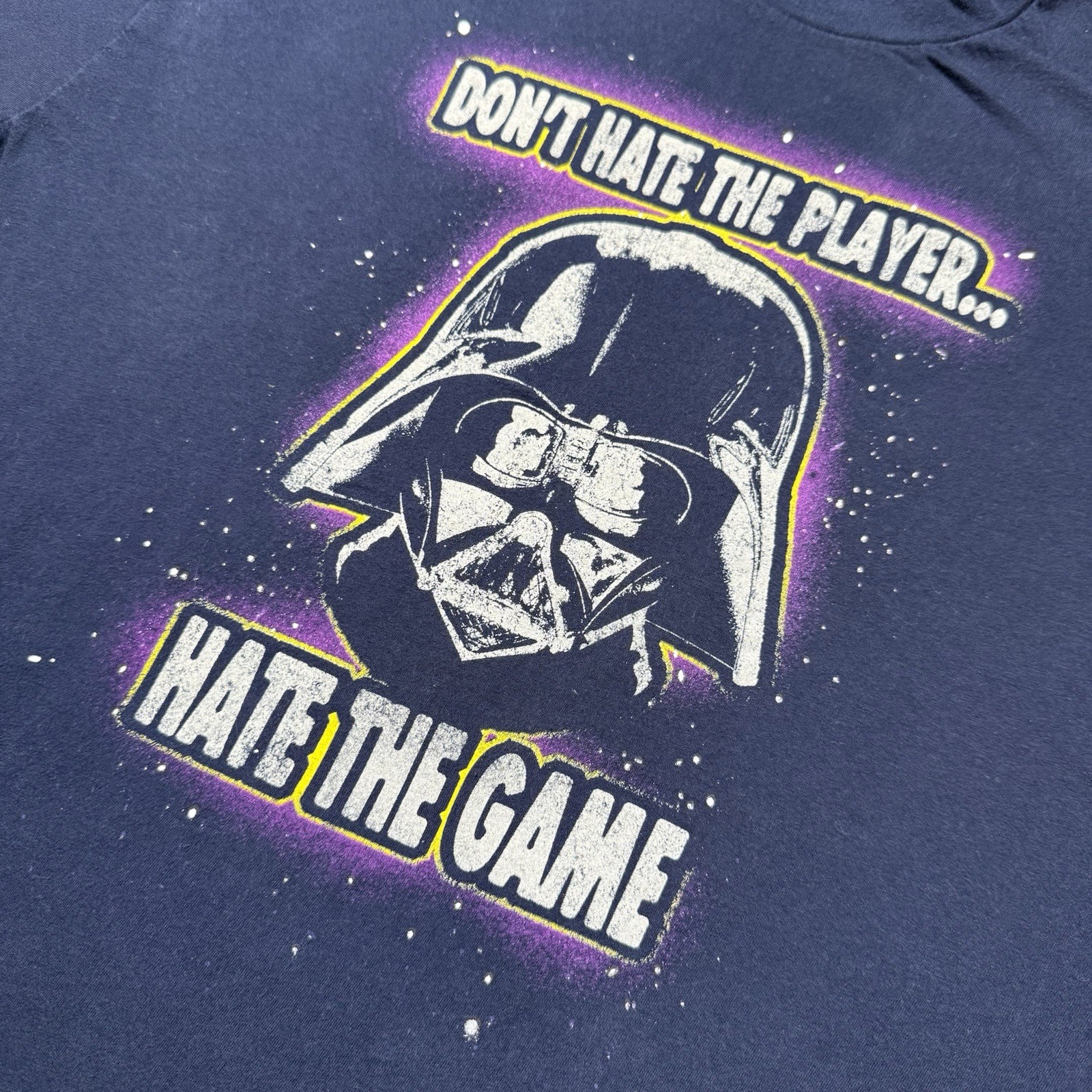 Star Wars Darth Vader Don’t Hate the Player Gag Graphic T Shirt XL Navy Blue