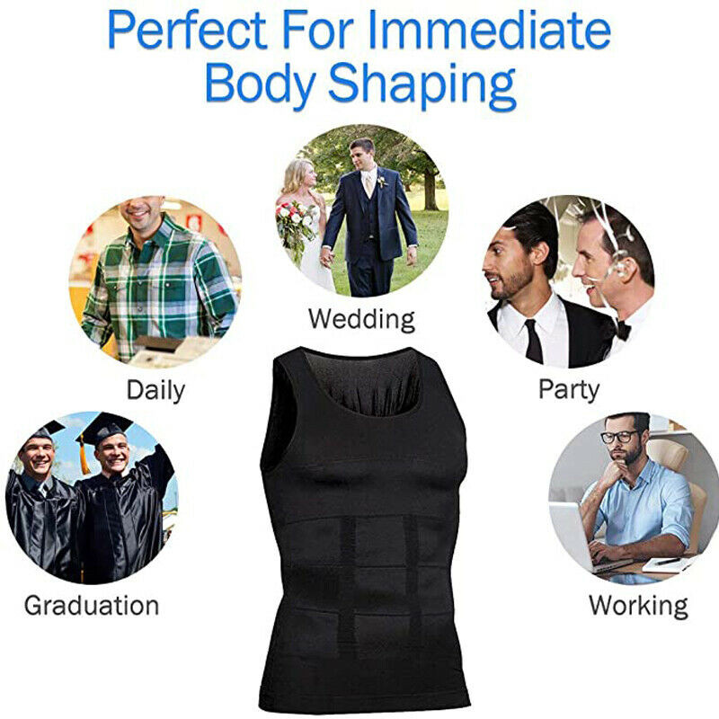 Men Body Slimming Vest Tummy Shaper Underwear Compression Waist Trainer Tank Top