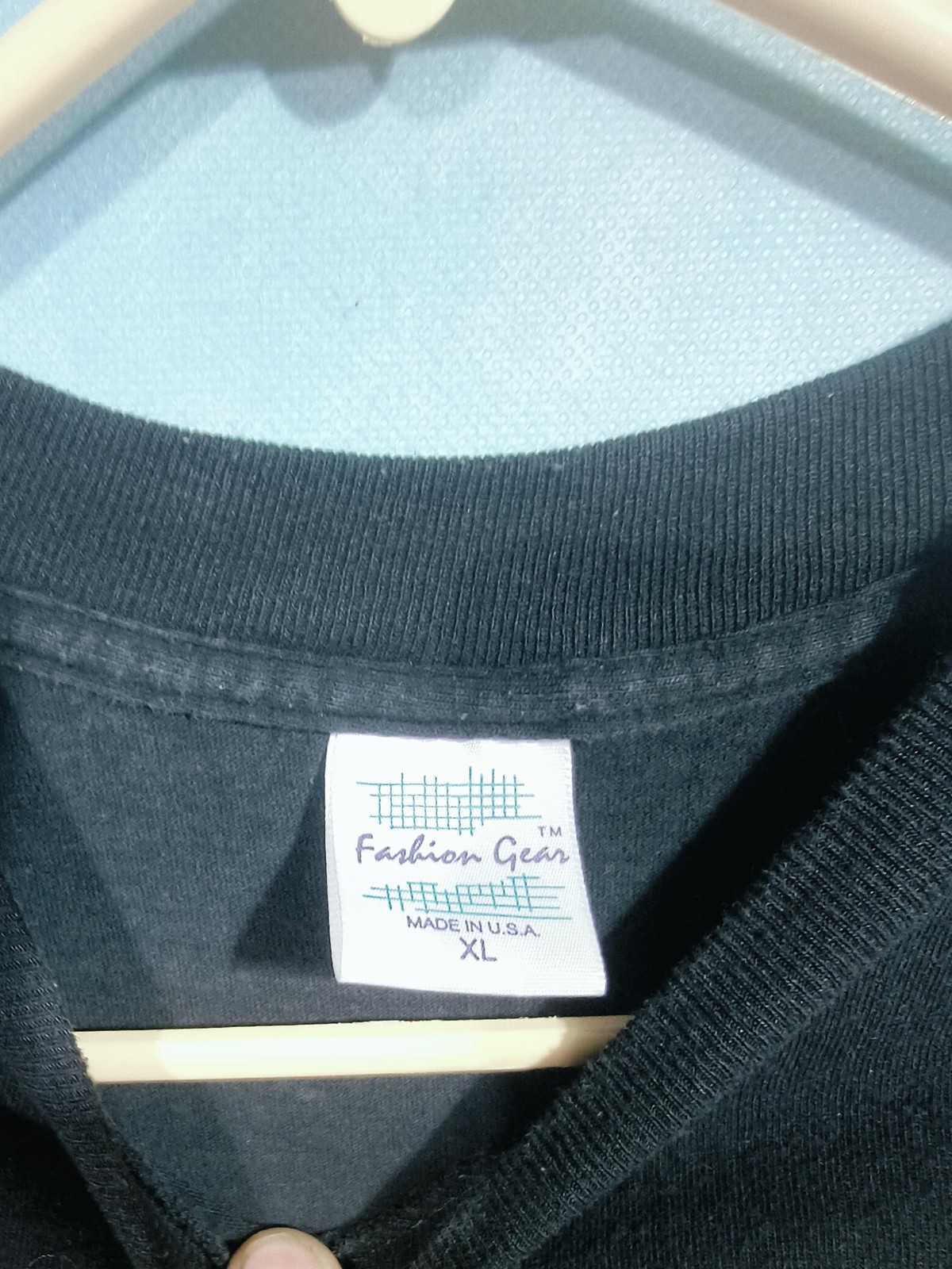 Fashion Gear Shirt Mens XL Black Geometric Pleated Crew Neck Cotton Jersey