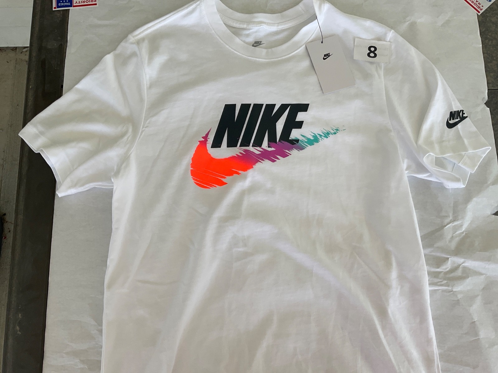 Nike Tee Shirt Short Sleeve Blue Bright Green Sportswear New 100% Cotton