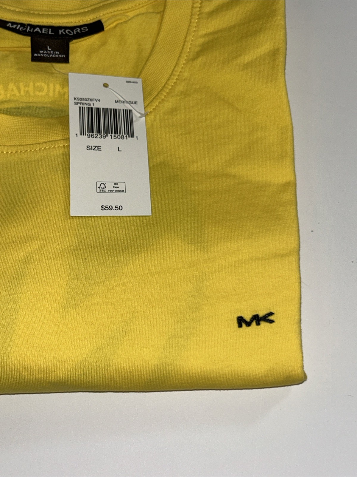 Michael Kors Meringue Yellow Black Logo Shirt – Size L – NEW!