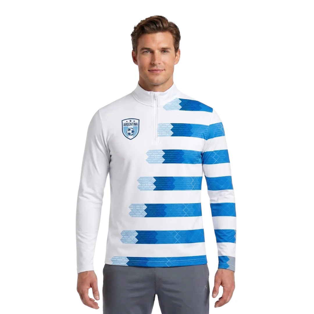 Argentina Soccer Jersey Replica White 1/4 Zip- PreSale. Ships in 7 days
