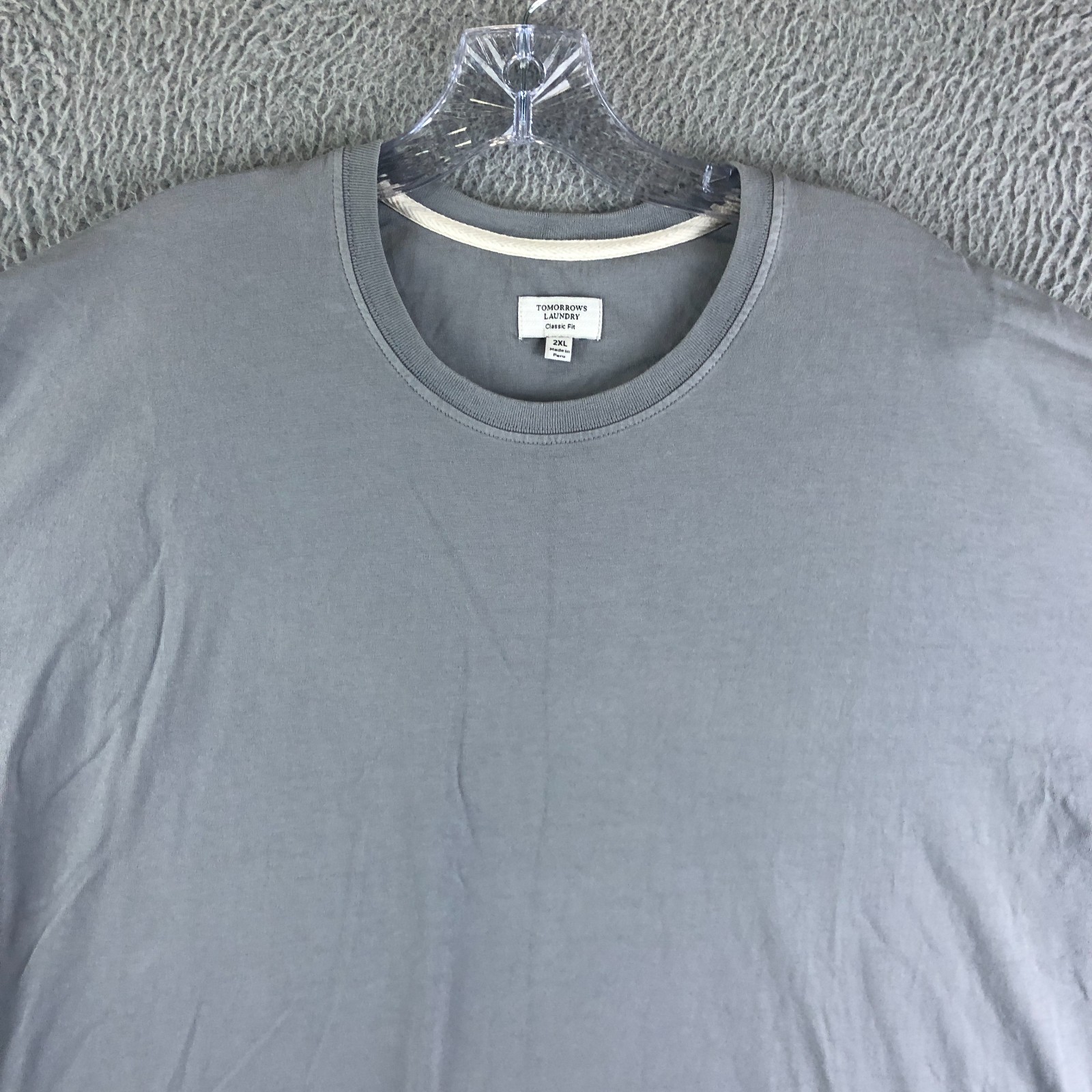 Tomorrows Laundry Essential Tee Men 2XL Gray Classic Fit T-Shirt Soft Easy Care
