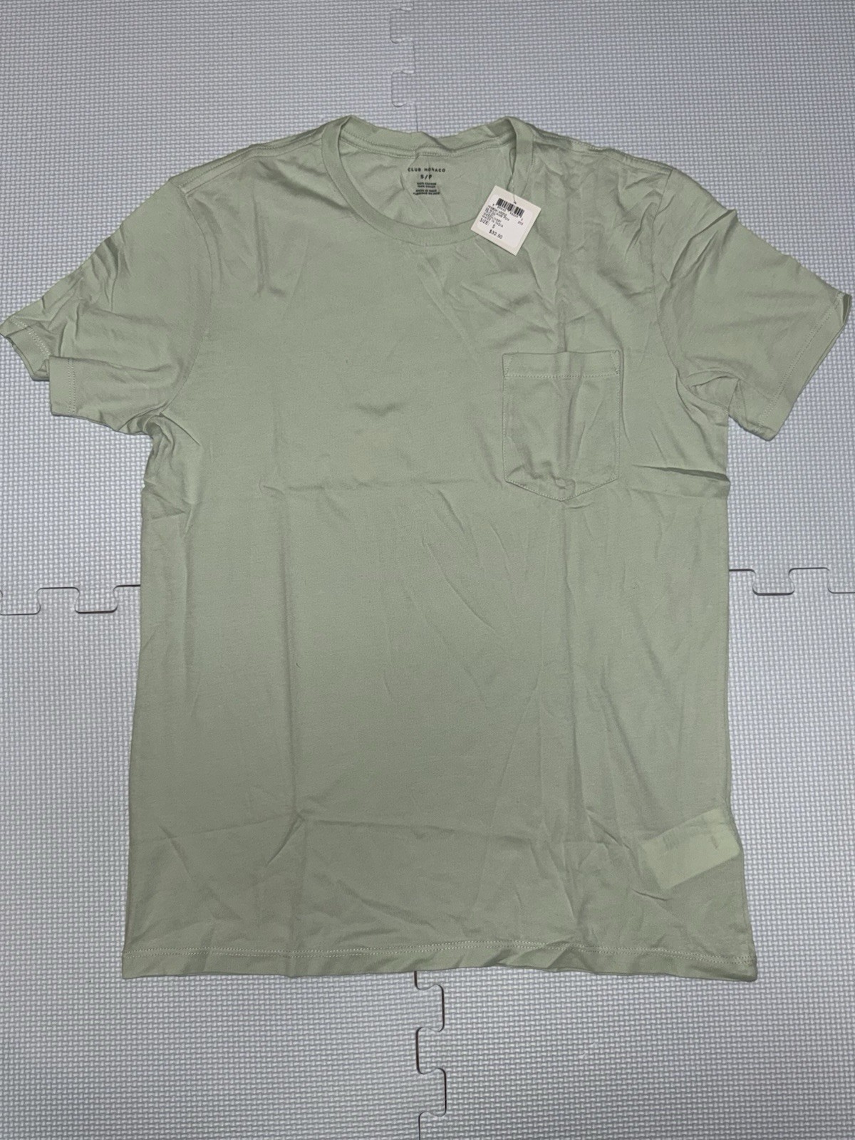Club Monaco Mens Williams Short Sleeve Pocket Tee Green NWT Size Small Free Ship