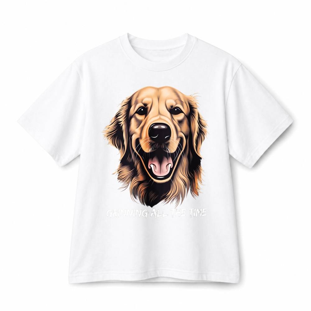 Golden Retriever Dog Grinning All The Time Casual Graphic Cotton T-Shirt Unisex
