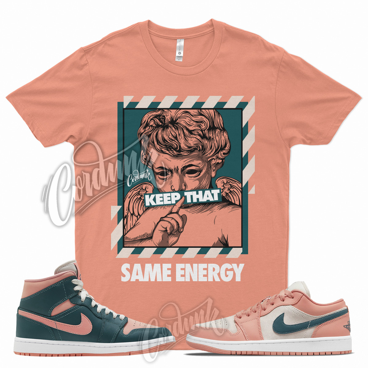 ENERGY T Shirt for J1 1 Low Light Madder Root Dark Teal Green Pink WMNS Mid
