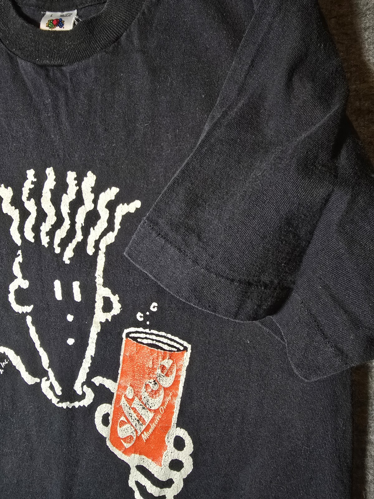 Vtg Slice shirt sz L black 1985 Fido Fido 80s USA made fruit loom 100% cotton