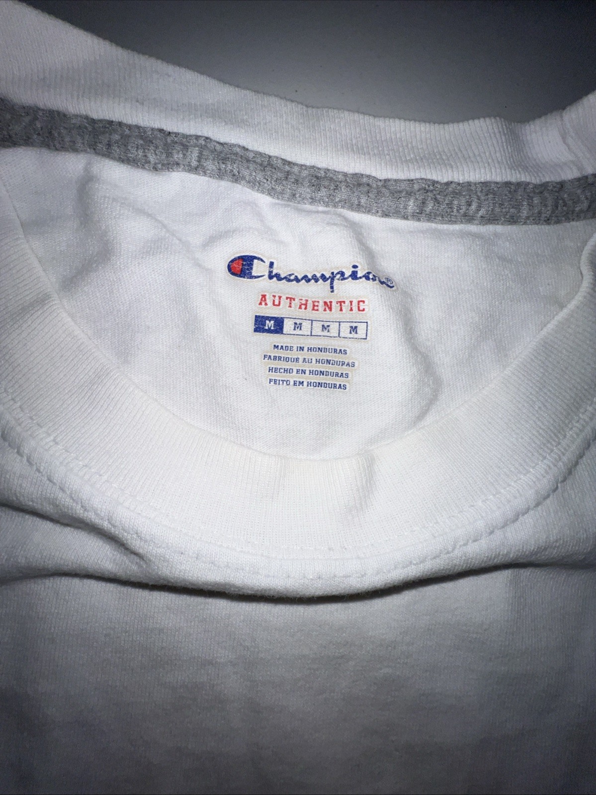 Champion T-Shirt Men’s Medium Pullover Tee Short Sleeve White Logo Crew Neck