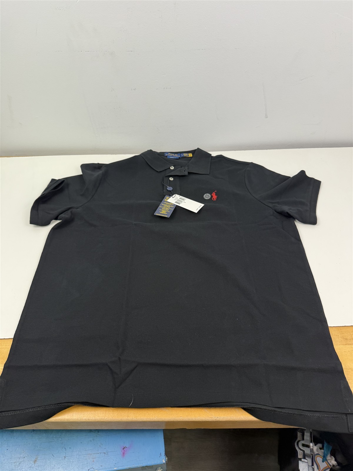 Polo Ralph Lauren Men’s Large Black Cotton Polo Shirt Red Pony Classic Fit