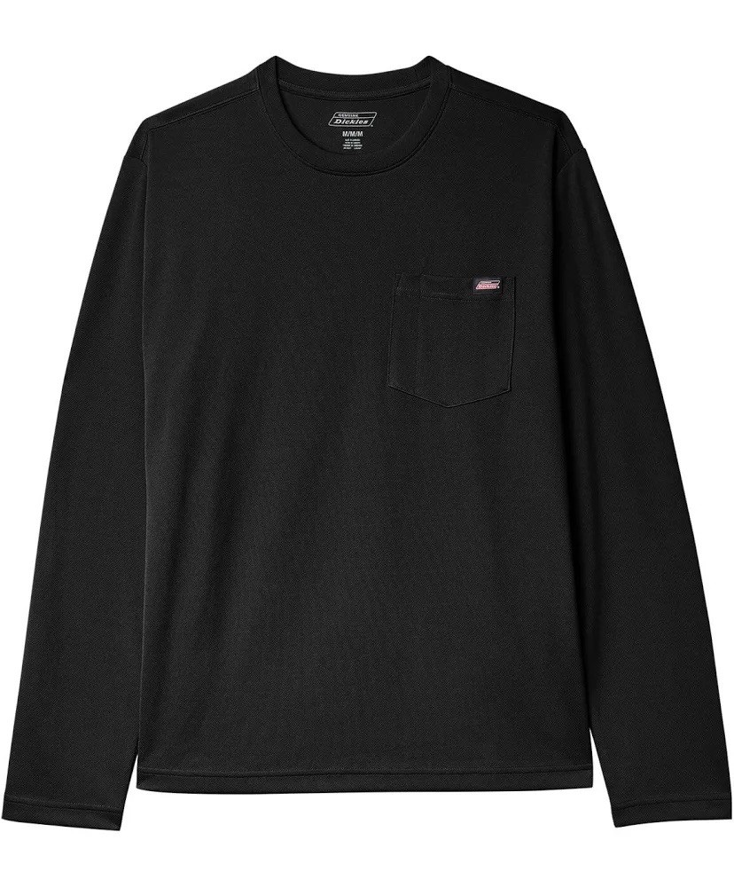 Dickies Black Longer Length Cool & Dry Long Sleeve Pocket Tee, Size 3XL
