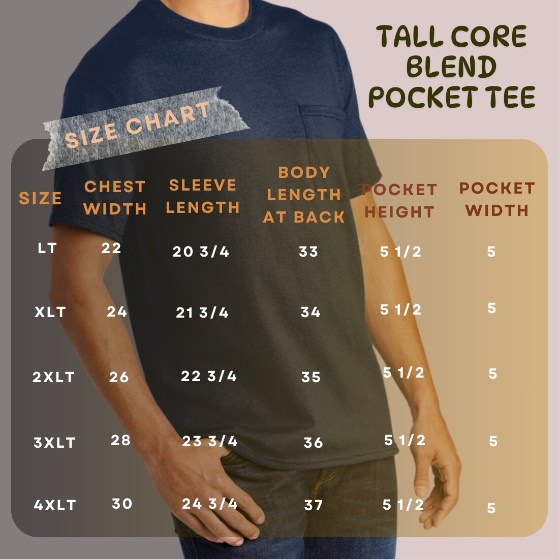 Mafoose Men’s 50/50 Cotton/Poly Tall Core Blend Pocket T-Shirt PC55PT