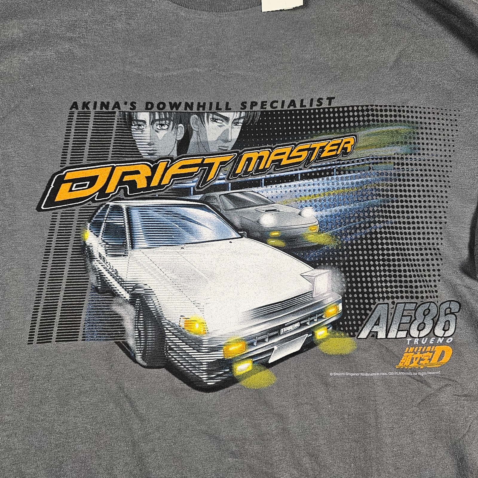 Vintage Initial D Shirt Mens Medium Gray Y2K Anime ODM Drift Toyota AE36 Trueno