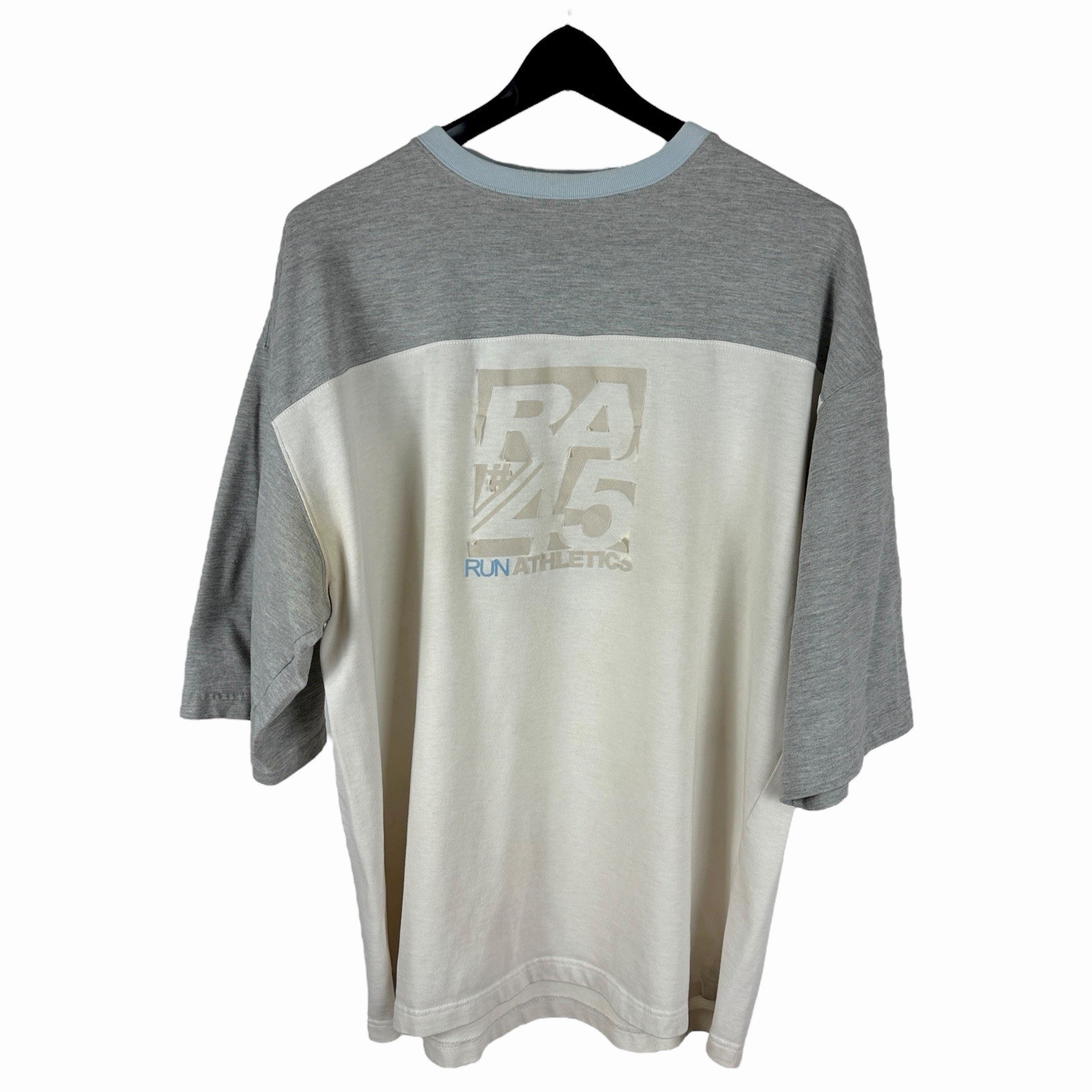 Vintage 90s Run Athletics Streetwear Cream Center Logo Shirt Size XL