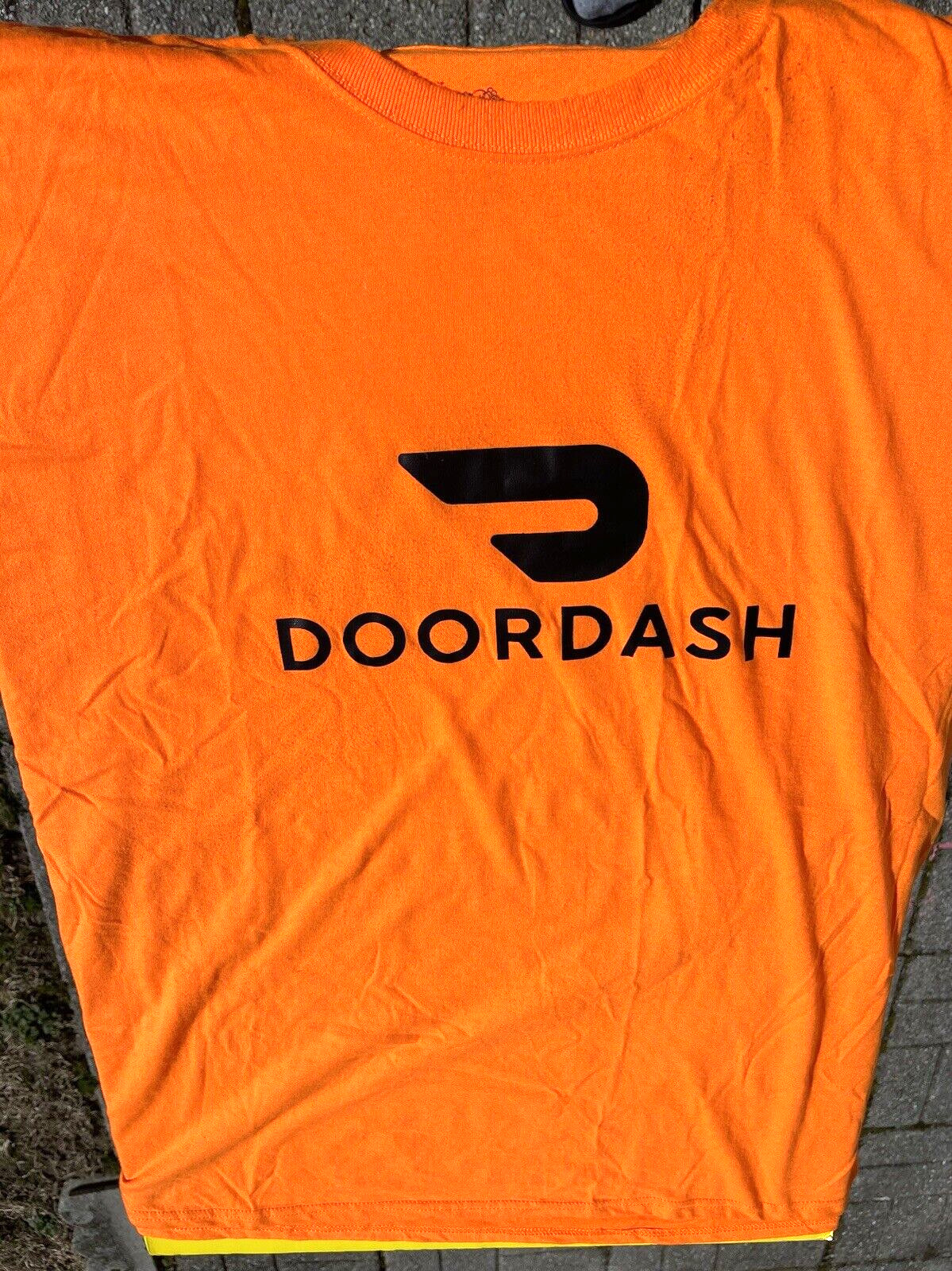 DoorDash Front & Back Food Delivery Driver ORANGE Short Sleeve 2XL Shirt *RARE*