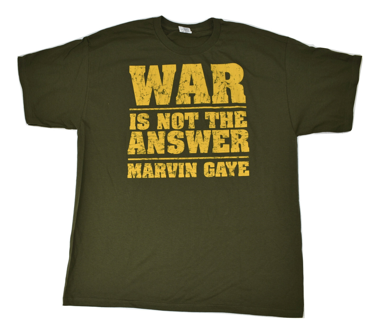 Marvin Gaye Mens War Is Not the Answer Olive Green Shirt New Small