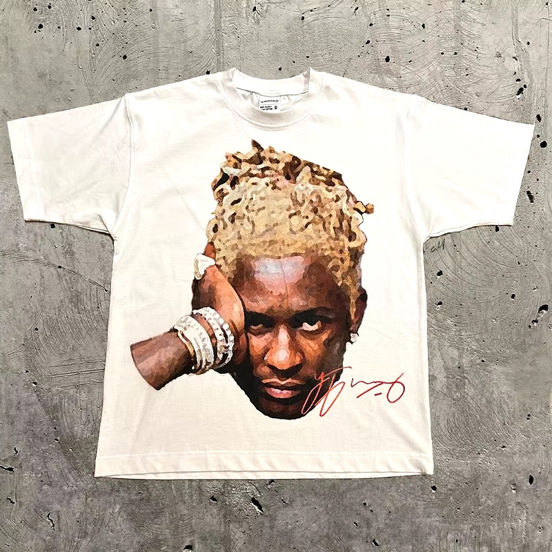 Y2K Europe and the United States New Summer Men T-Shirt Portrait Printed Harajuk
