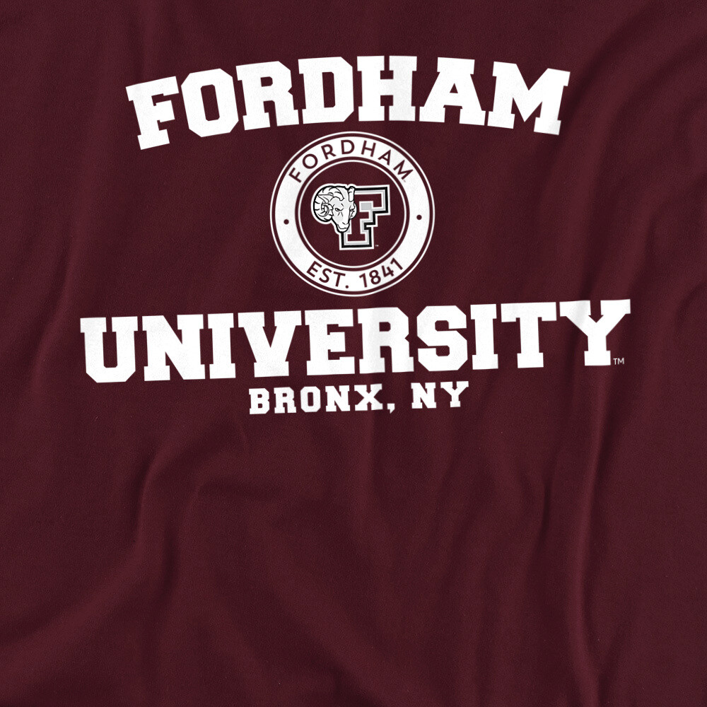 Fordham University Adult T-Shirt Circle Logo, Maroon, S-3XL