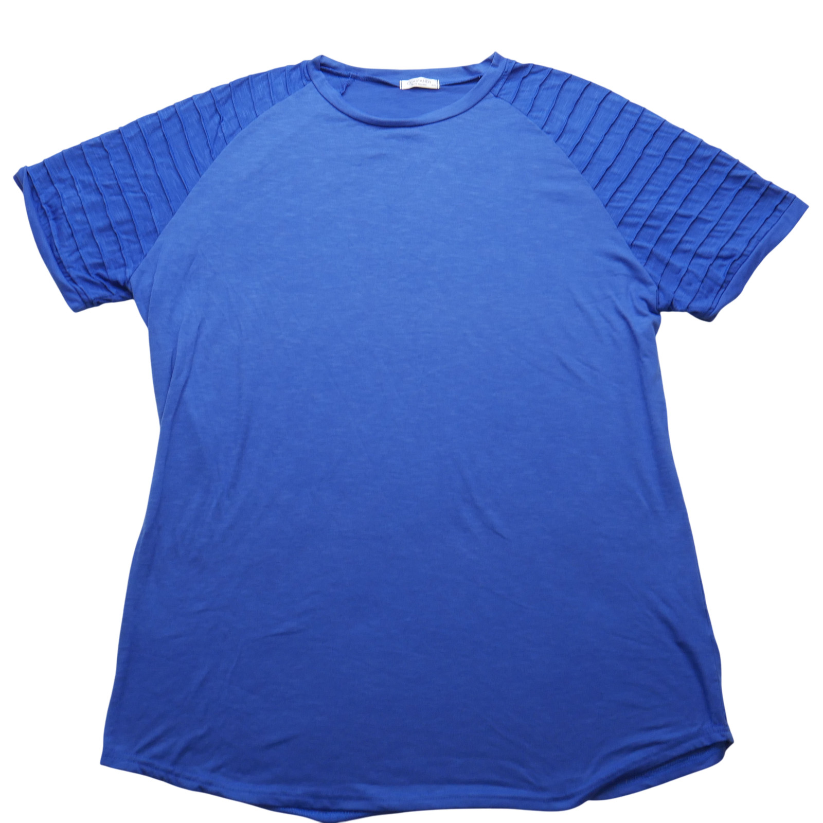 Coofandy Shirt Mens XXL Blue Short Sleeve Pleated Shoulder Stretch Casual