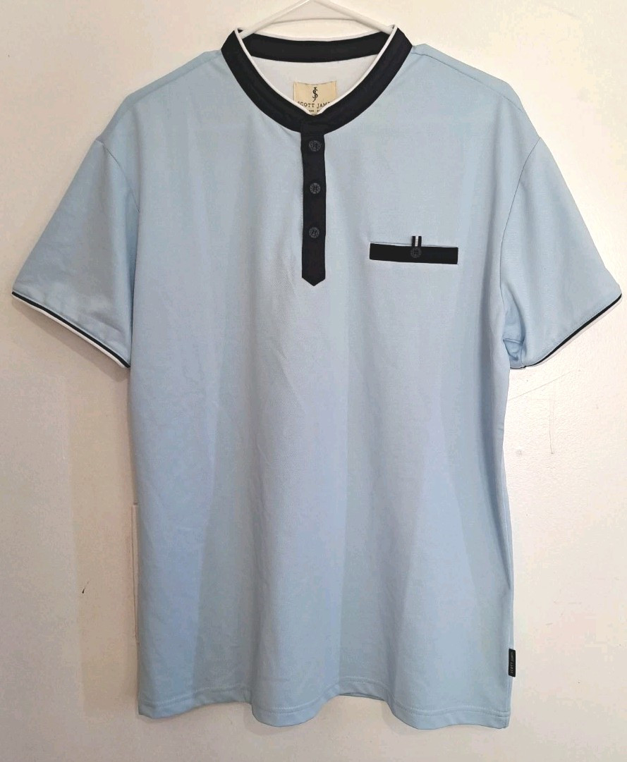 Scott James Men’s XLarge Shirt Dusty Blue/Navy Color New With Tags $58 Original