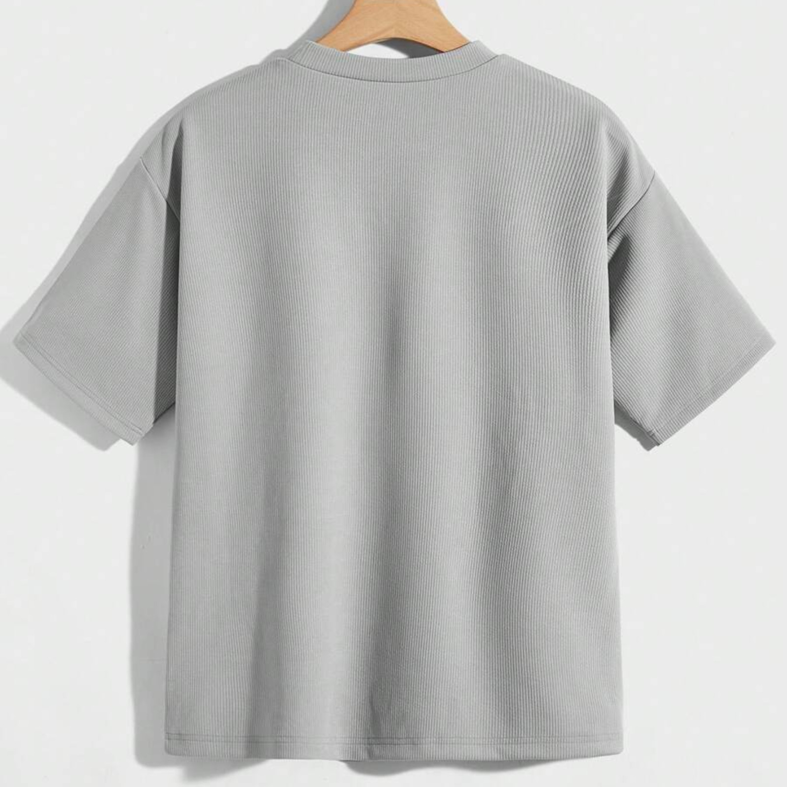 Men Drop Shoulder T-Shirt Versatile Casual Round Neck Half Sleeve Solid Colr Tee